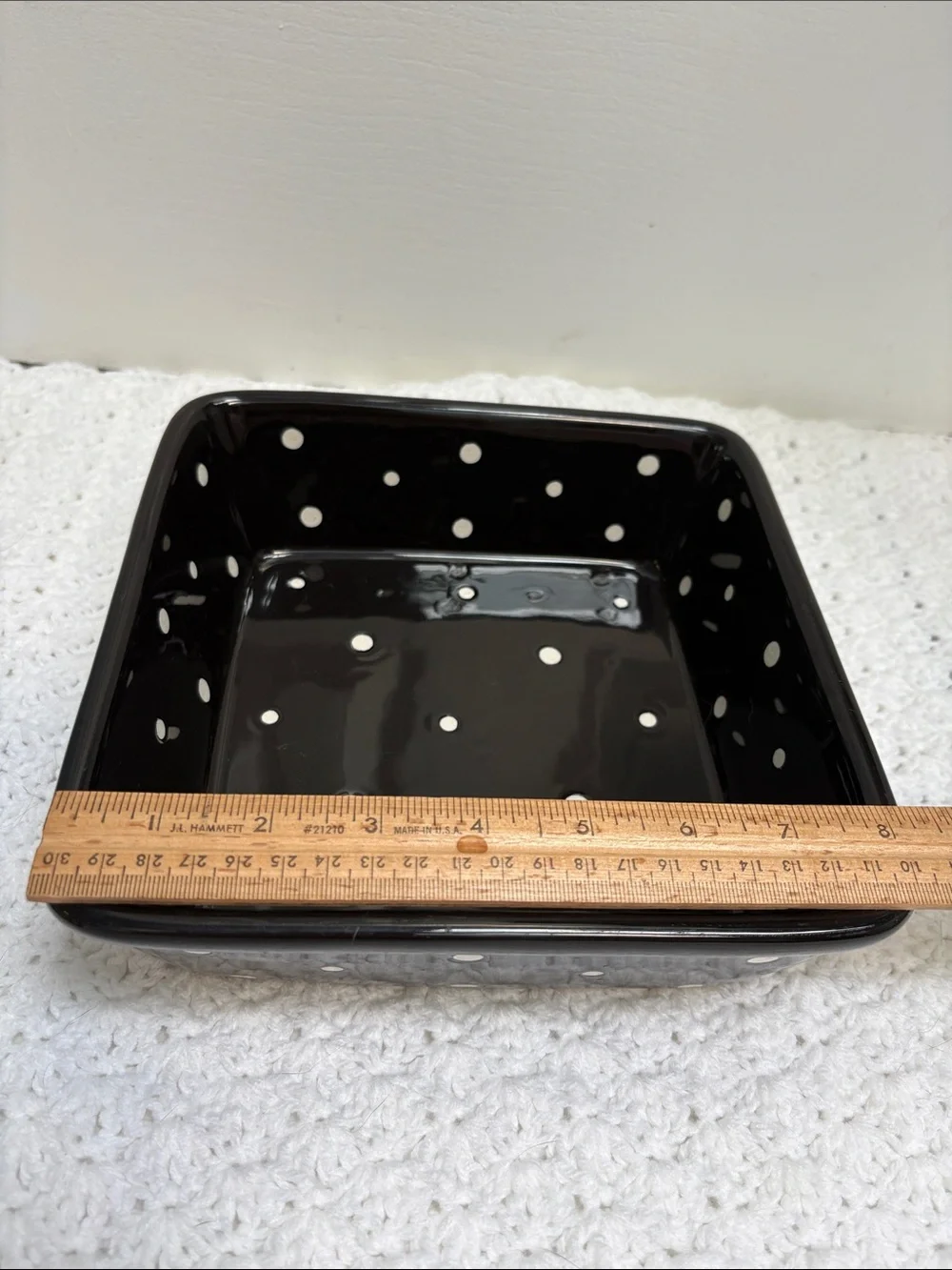 Temp-Tations Presentable Ovenware by Tara Black Polka Dot Ceramic Baking Dish !